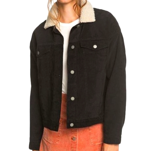 Roxy Anthracite Corduroy Fauxfur 